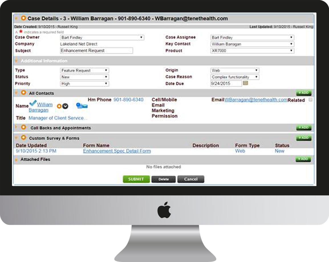 Desktop Mac computer monitor displaying a customer's account on the screen